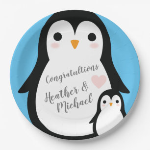 Penguin Baby Shower Paper Plate