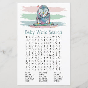 Penguin Baby Shower Word Search Game