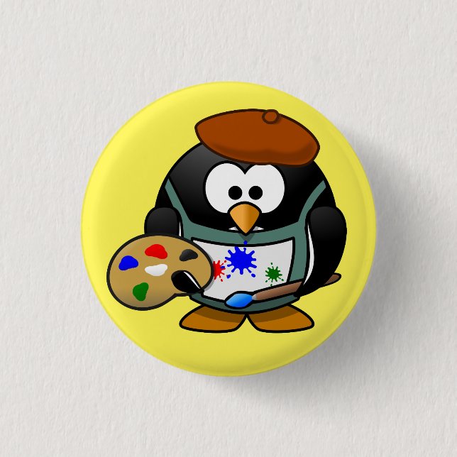 penguin badge 1 inch round button (Front)