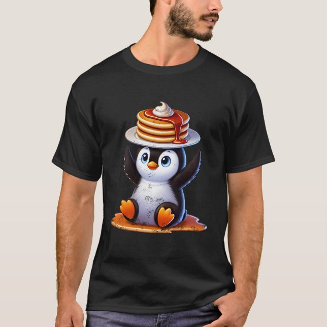 Penguin Balancing Pancakes T-Shirt (Front)