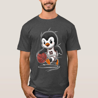Penguin Basketball Player Number 10 Dribbling funn T-Shirt