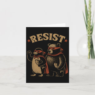 Penguin Bear Flippers Up Resist Funny Penguins Aga Card