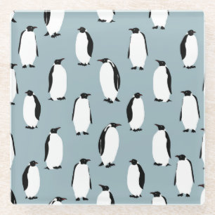 Penguin Bird Animal Cute Pattern Glass Coaster