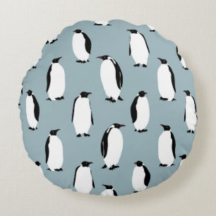 Penguin Bird Animal Cute Pattern Round Pillow