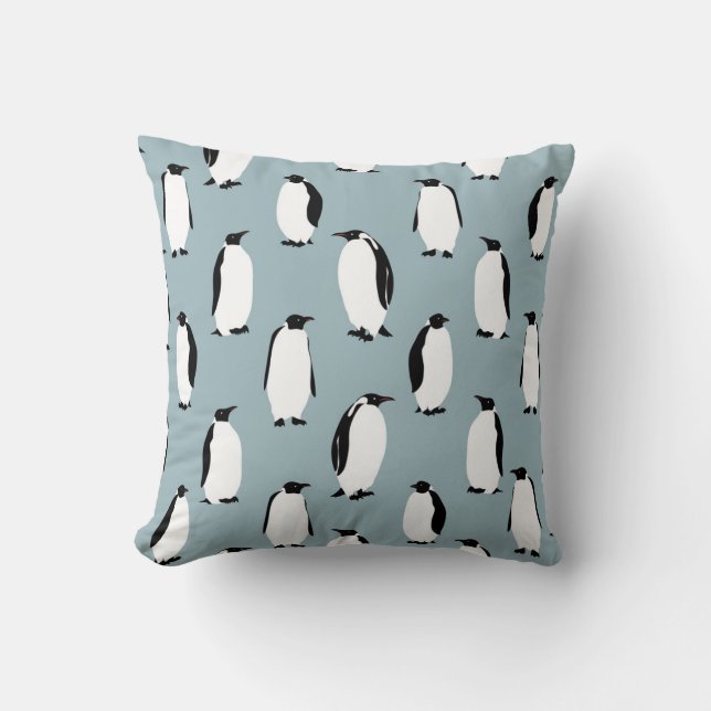 Penguin Bird Animal Cute Pattern Throw Pillow (Front)