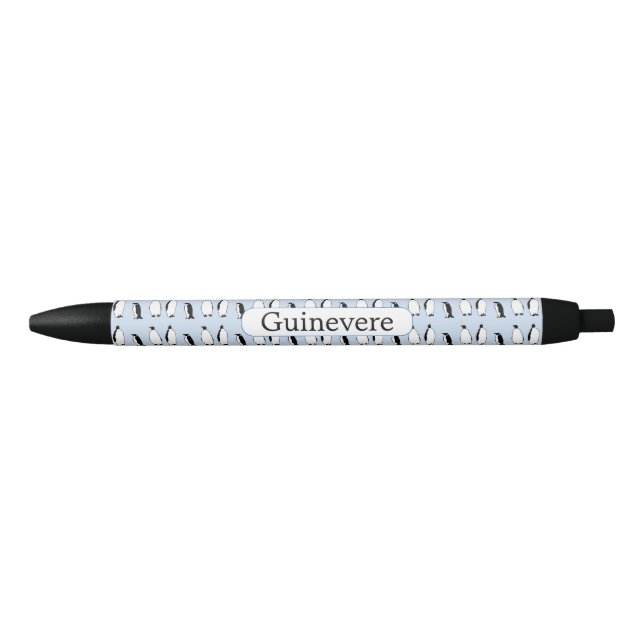 Penguin Bird Blue Animal Polar Winter Personalized Black Ink Pen (Front)