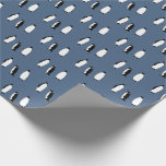 Penguin Bird Blue Antarctic Animal Polar  Wrapping Paper<br><div class="desc">Repeating pattern of black and white penguin birds on a blue background.</div>