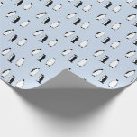 Penguin Bird Blue Arctic Animal Polar Winter Wrapping Paper<br><div class="desc">Repeating pattern of black and white penguin birds on a pale blue background.</div>