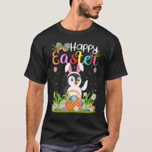 Penguin Bird Bunny Egg Hunting Penguin Happy East T-Shirt