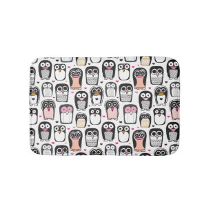 penguin bird illustration background bath mat