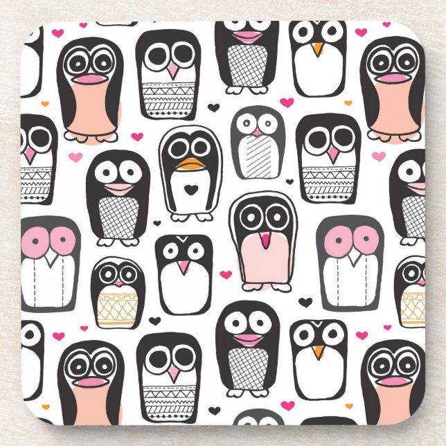 penguin bird illustration background coaster (Front)