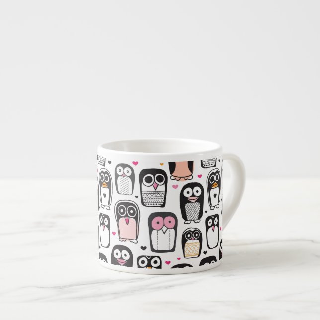 penguin bird illustration background espresso cup (Front Right)