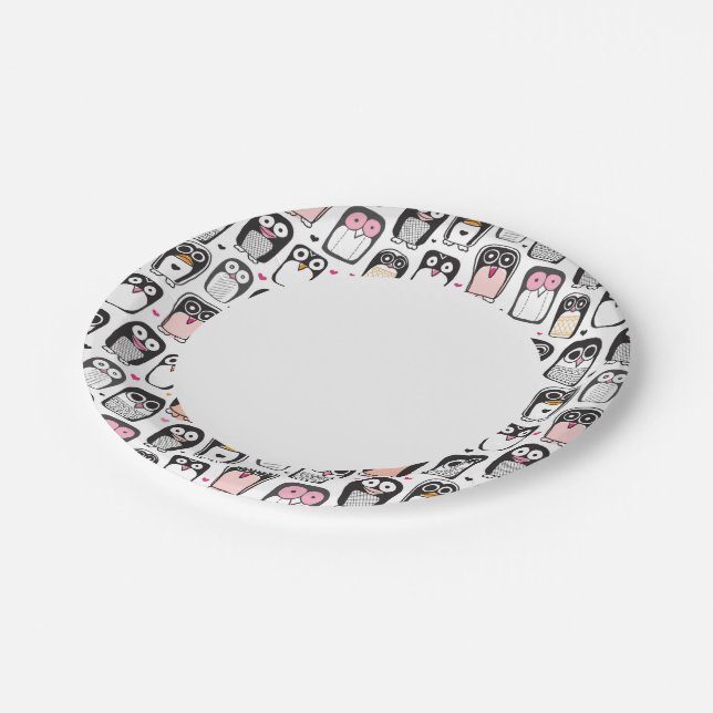 penguin bird illustration background paper plate (Angled)