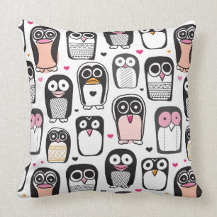 penguin bird illustration background throw pillow