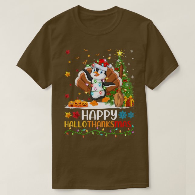 Penguin Bird Lover Funny Happy Penguin HelloThanks T-Shirt (Design Front)
