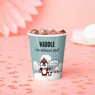 Penguin bird snow kids cute kawaii cartoon paper cups