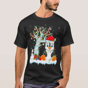Penguin Bird Xmas Tree Lighting Santa Hat Penguin T-Shirt
