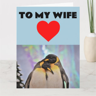 PENGUIN BIRTHDAY BIG GREETING CARD FOR WIFE
