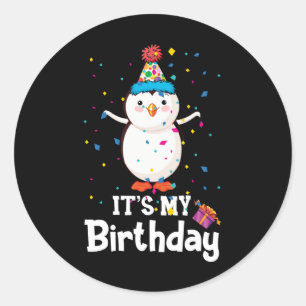 Penguin Birthday Happy Birthday To Me Classic Round Sticker