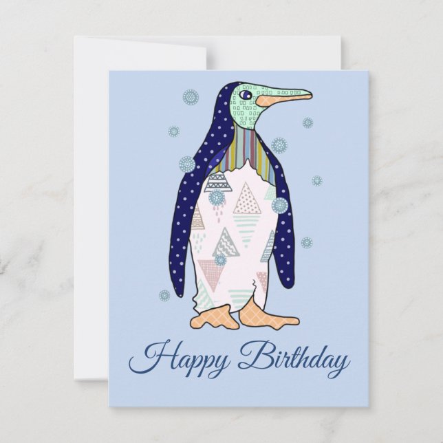 penguin birthday holiday card (Front)