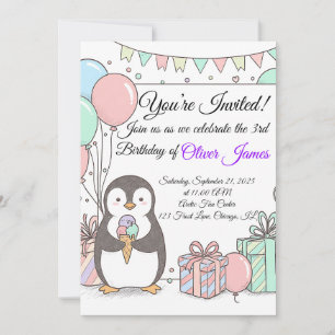 Penguin Birthday Invitation – Cute Kids Party
