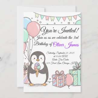 Penguin Birthday Invitation – Cute Kids Party