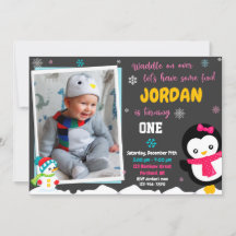 Penguin birthday invitation Penguin invitation