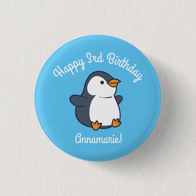 Penguin Birthday Party 1 Inch Round Button (Front)