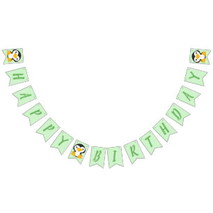 Penguin Birthday Party Green Bunting Flags