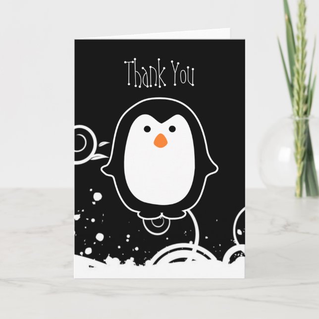 Penguin {Blank} Thank You Greeting Card (Front)