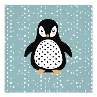 Penguin Blue Dots Photo Enlargement
