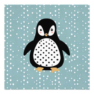  Penguin Blue Dots Photo Enlargement  Print