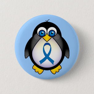 Penguin Blue Ribbon Awareness 2 Inch Round Button