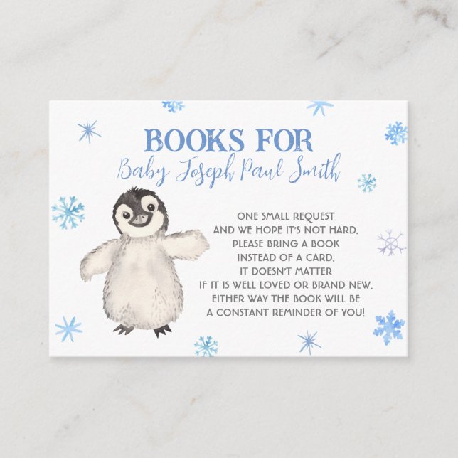 Penguin Books for Baby, Snowflakes Bring A Book Enclosure Card (Front)