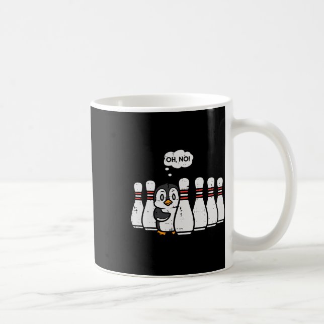 Penguin Bowling Pins Oh No Funny Bowler Player Men Coffee Mug (Right)