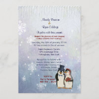 Penguin Bride and Groom Wedding Invitation