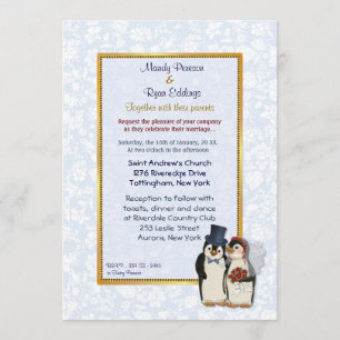 Penguin Bride and Groom Wedding Invitation