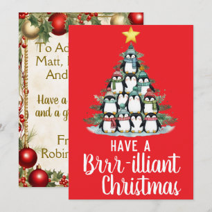 Penguin Brilliant Christmas Tree Holiday Card