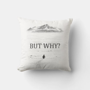 Penguin But Why Mountains Throw Pillow