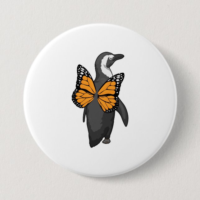 Penguin Butterfly wings 3 Inch Round Button (Front)