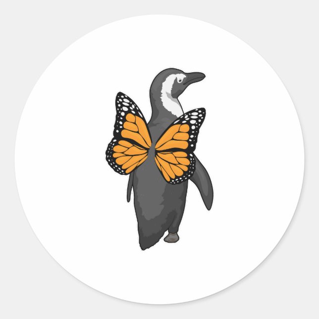 Penguin Butterfly wings Classic Round Sticker (Front)
