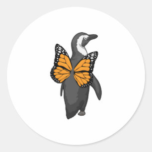 Penguin Butterfly wings Classic Round Sticker