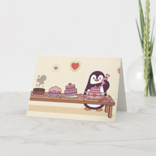 Penguin Cake Decorator Galentine Valentine Card