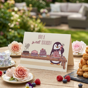 Penguin Cake Decorator Sweet Birthday Card