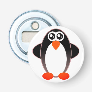 Penguin, Cartoon, Black And White Bottle Opener