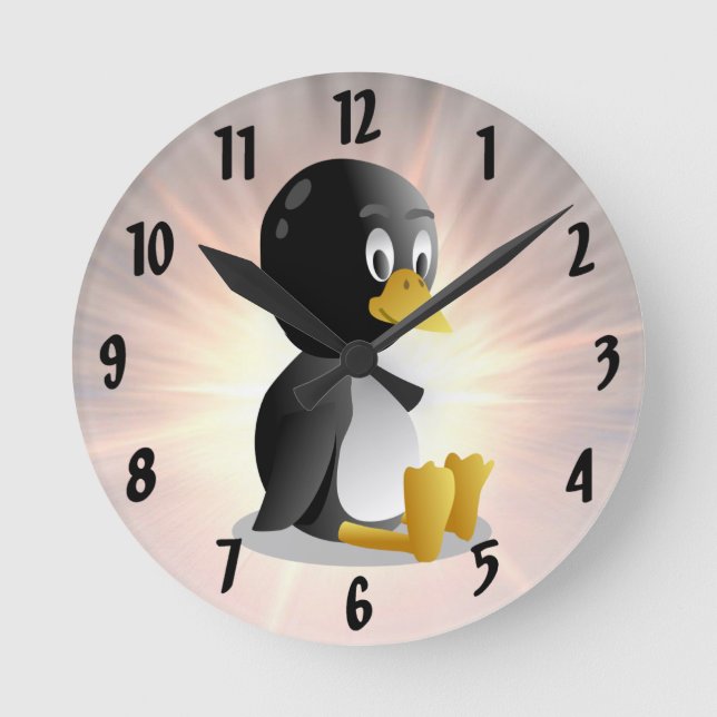 Penguin cartoon Wall Clock (Front)