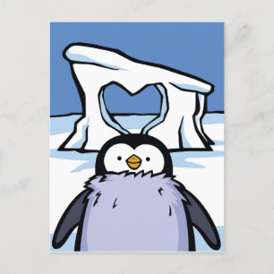 Penguin Chick Heart Post Card