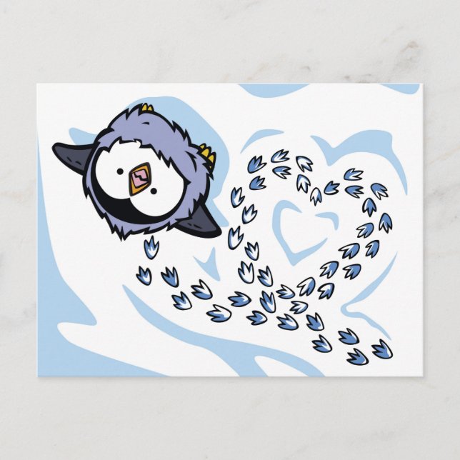 Penguin Chick Snowprints Post Card (Front)
