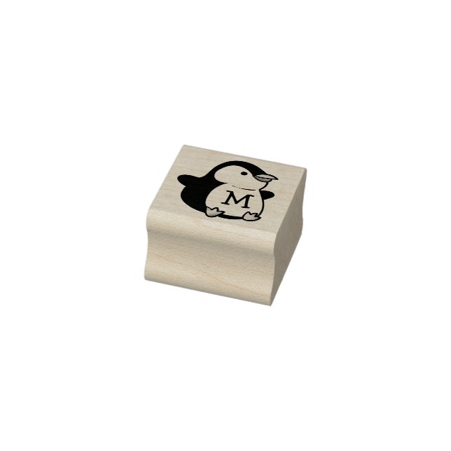 Penguin Children's Adorable Monogram Initial Rubber Stamp (Stamp)