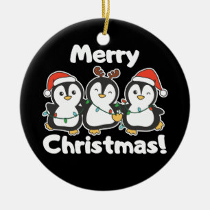 Penguin Christmas Animals Cute Penguins Ceramic Or Ornament